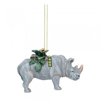 Gisela Graham  Rhino with Leaves (Shawl) Christmas Tree Decoration