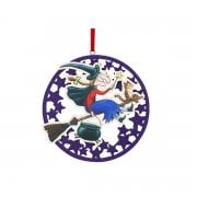 Gisela Graham Room on the Broom (cat front) Wooden Fretwork Disc Decoration
