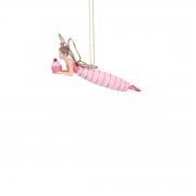 Gisela Graham Rose Ball Flying Fairy (Cupcake) Christmas Tree Decoration
