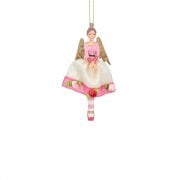 Gisela Graham Small Rose Ball Fairy (Cream Skirt) Christmas Tree Decoration