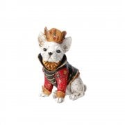 Gisela Graham Small White French Bulldog Wearing a Jacket and Crown Ornament