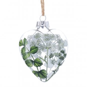 Gisela Graham  Spring Hedgerow Glass Heart Hanging Spring Decoration