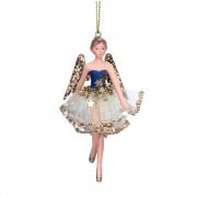 Gisela Graham Starlight Blue Gold Fairy (blue top) Christmas Tree Decoration