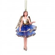 Gisela Graham Starlight Cream Blue Gold Fairy (cream top) Christmas Tree Decoration