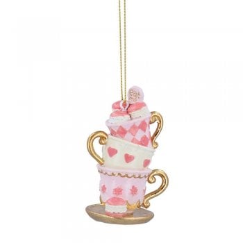Gisela Graham  Tea Cup Stack Resin Christmas Tree Decoration
