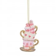 Gisela Graham Tea Cup Stack Resin Christmas Tree Decoration