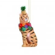 Gisela Graham Tiger with Flower Garland Christmas Tree Decoration