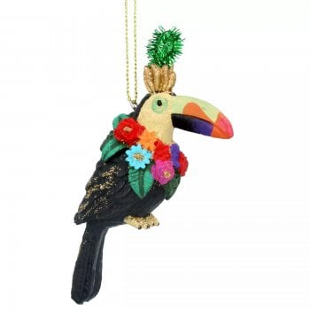 Gisela Graham  Toucan with Flowers Christmas Tree Decoration