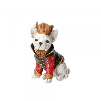 Gisela Graham  White French Bulldog Wearing a Jacket and Crown Ornament