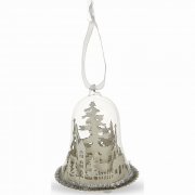 Gisela Graham White Glitter LED Winter Scene Glass Dome Christmas Tree Decoration