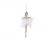 Gisela Graham White Iridescent Ballerina (Leaning) Christmas Tree Decoration
