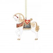 Gisela Graham White Nutcracker Horse with Blue Saddle Christmas Tree Decoration