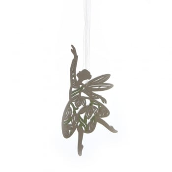 Gisela Graham  White Wooden Fretwork Snowdrop Fairy Christmas Tree Decoration