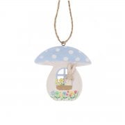 Gisela Graham Wooden Bunny in a Blue Toadstool Hanging Spring Decoration