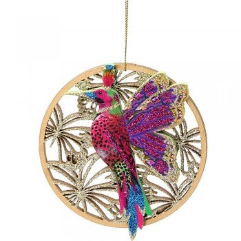 Gisela Graham  Wooden Fretwork Hummingbird Christmas Tree Decoration