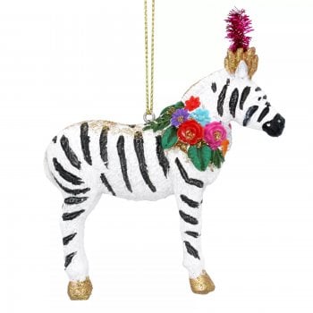 Gisela Graham  Zebra with Flower Garland Christmas Tree Decoration