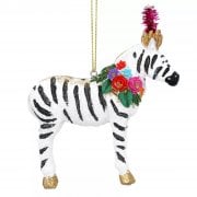 Gisela Graham Zebra with Flower Garland Christmas Tree Decoration