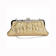 Gold Chainmail Clutch Evening Bag with Intricate Diamante Clasp