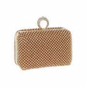 Gold Diamante Evening Bag topped with a crystal ring