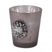 Grey Mercury Glass Jewel Candle Cup Tealight Votive Holder