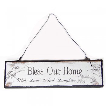 Heaven Sends  Bless Our Home With Love and Laughter Small Hanging Sign