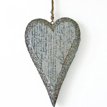 Heaven Sends  Calligraphy Script Glittered Hanging Heart Decoration