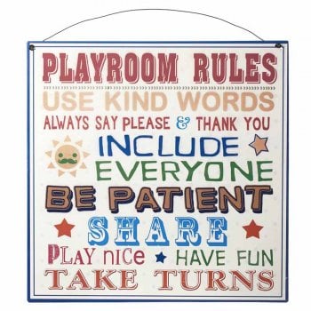 Heaven Sends  Playroom Rules Metal Sign 