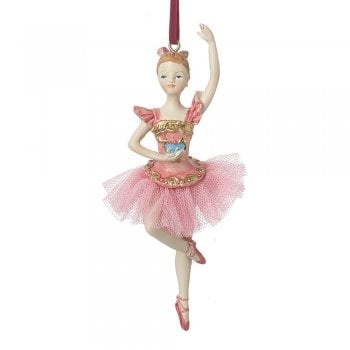 Heaven Sends  Resin and Fabric Pink Ballet Girl Christmas Decoration