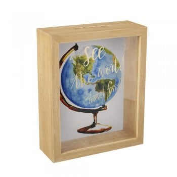 Heaven Sends See The World Travel Fund Wooden & Perspex Money Box
