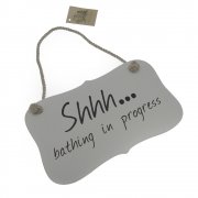 Heaven Sends Shhh... Bathing In Progress Small Wooden Hanging Sign