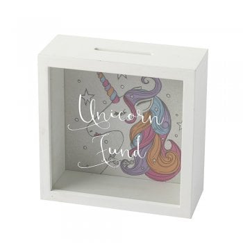 Heaven Sends Unicorn Fund Wooden & Perspex Money Box