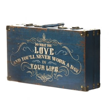 Heaven Sends  Vintage Style Do What You Love Wooden Storage Suitcase Box
