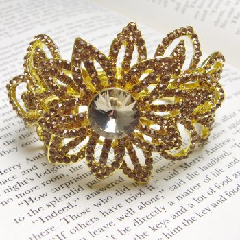 Love Lemonade Lemonade Swarovski Crystal Gold Tone Crystal Gamour Exotic Flower Cuff Bracelet