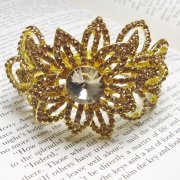 Lemonade Swarovski Crystal Gold Tone Crystal Gamour Exotic Flower Cuff Bracelet