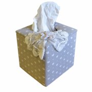 Linen Hearts & Lace Square Tissue Box 