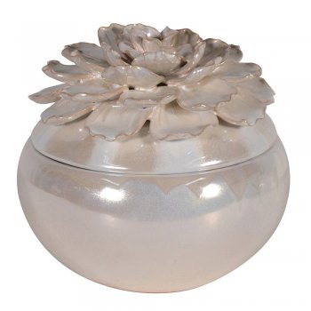 Pearl Petals Flower Lidded Bowl Trinket Box 
