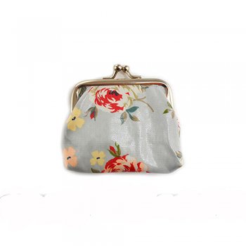 Powder Blue Vintage Floral Oilcloth Coin Purse