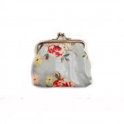 Powder Blue Vintage Floral Oilcloth Coin Purse