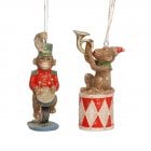 Gisela Graham Pair of Performing Circus Monkeys Playing Instruments Hanging Christmas Decoration