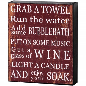 Red & White Grab A Towel Shelf Wall Plaque