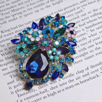 Rosie Fox  Blue Flower Bouquet Brooch Pendant Hair Accessory