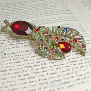 Rosie Fox Rainbow Leaves Brooch Pendant Hairclip