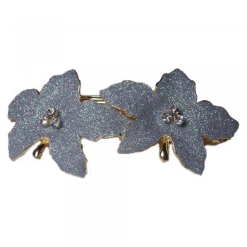 Rosie Fox  Two Flower Glittery Silver Hair Barrette