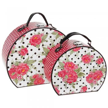 Set of 2 Jessie Steele Pink Rose Pattern Storage Cases