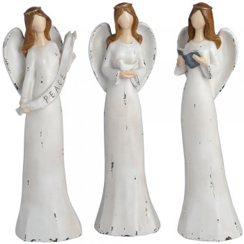 Set of 3 Shabby Chic Christmas Angel Figurines