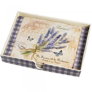 Set of 4 Lavender & Gingham Placemats in a holder 