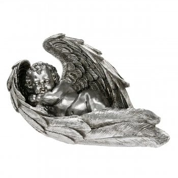 Silver Art Collection Cherub Sleeping in Wings Figurine