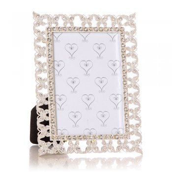 Silver Coloured with Diamante Butterflies Border 5"x 3.5" Photo Frame