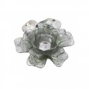 Silver Open Daffodil Flower Glass Tealight Holder