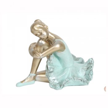 Sitting Ballerina in a Turquoise Blue Dress Figurine